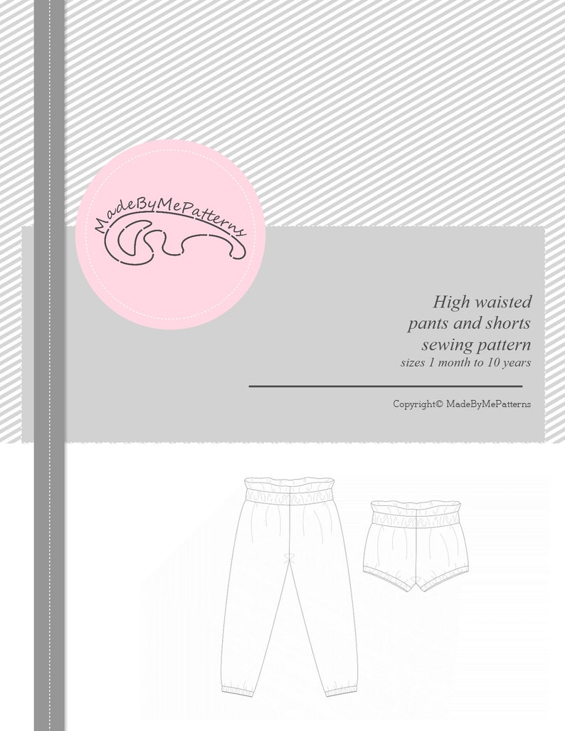 High waisted pants pattern, easy shorts pattern, bloomers sewing pattern PDF, kid sewing pattern up to 10 years imagem 8