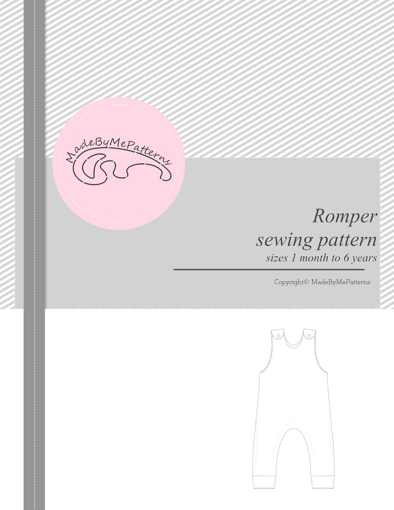 Overalls pattern, romper sewing pattern PDF, easy to sew jumpsuit sewing pattern, kids and baby romper pattern image 6