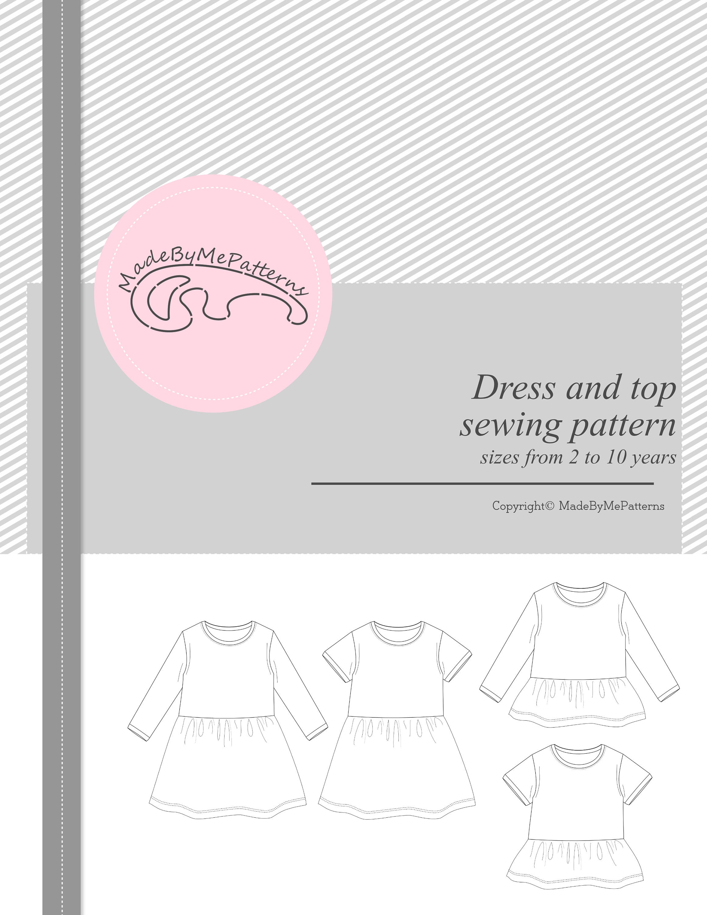 Girls dress pattern pdf, girl peplum top pattern pdf, toddler dress