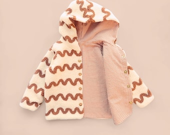 Reversible Jacket Sewing Pattern for Kids Sherpa Coat Pattern Toddler Gift to Sew DIY Beginner Baby Clothes Project Gender Neutral Outerwear