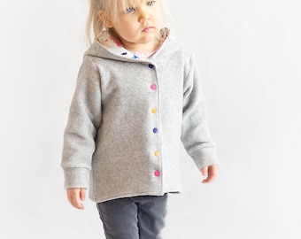 Kids Jacket PDF Sewing Pattern Baby Hoodie Toddler Clothes Boys and Girls Loungewear Pattern for Beginners Snap Front Cardigan DIY Idea