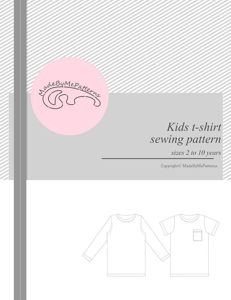 Printable layered sewing pattern for kids T-shirt