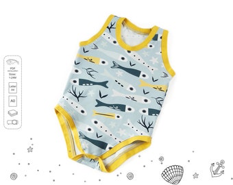 Baby sleeveless bodysuit pattern pdf, baby pattern