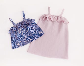 Toddler Dress Sewing Pattern Girls Top PDF Baby and Kids Summer Outfit Idea Little Girl Dress Project for Beginners Linen Clothing Tutorial