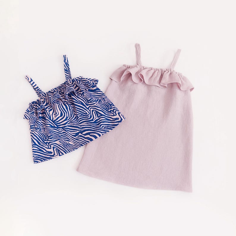 Toddler Dress Sewing Pattern Girls Top PDF Baby and Kids Summer Outfit Idea Little Girl Dress Project for Beginners Linen Clothing Tutorial