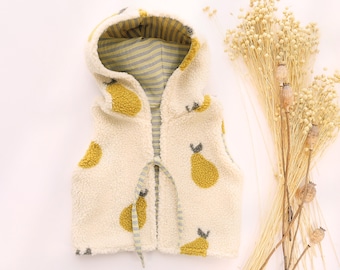 Hooded Vest PDF Sewing Pattern Baby Tie Top Pattern for Kids Clothes Beginner DIY Reversible Sleeveless Jacket Toddler Gift to Sew Ideas