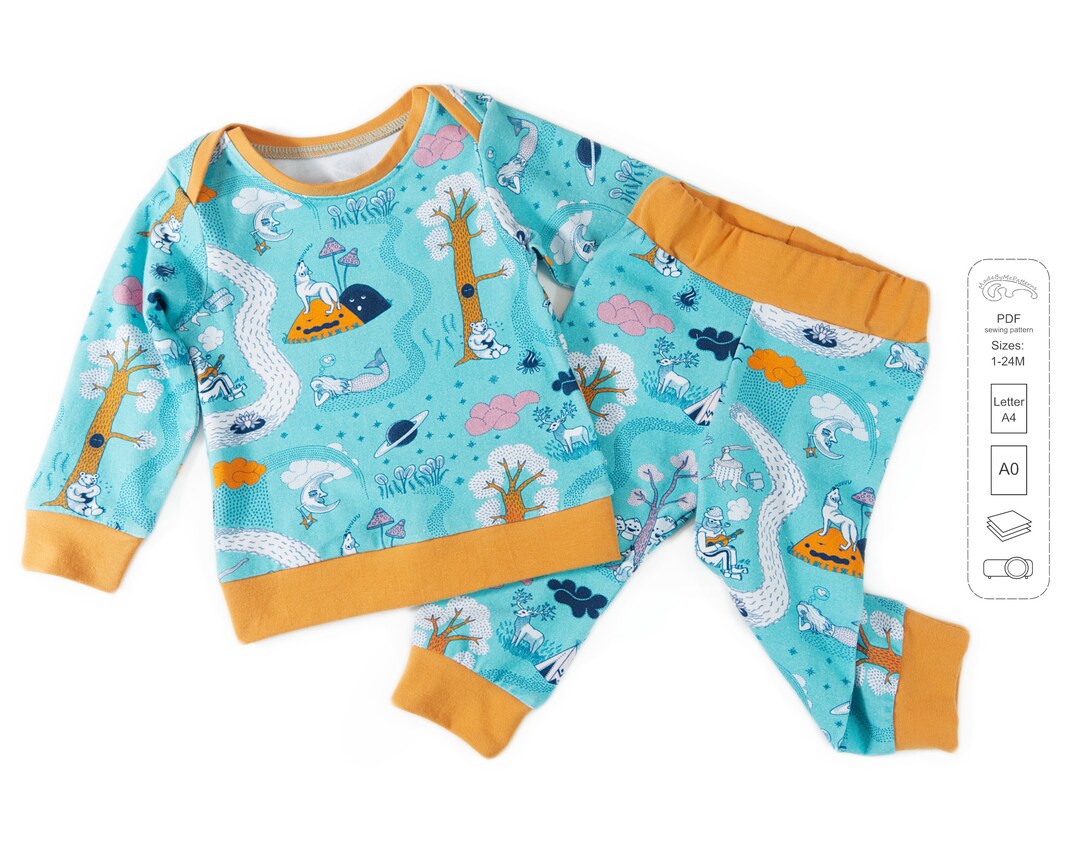 Baby Classic Pajamas Sewing Pattern PDF Baby Nightwear Etsy