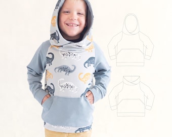 Raglan Hoodie Sewing Pattern for Kids Sweatshirt Patterns PDF Toddler Clothes Idea Learn to Sew Hoody for Beginners Digital Download