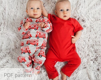 Long and short sleeves baby romper sewing pattern PDF | Onesie pattern | Baby clothes pattern