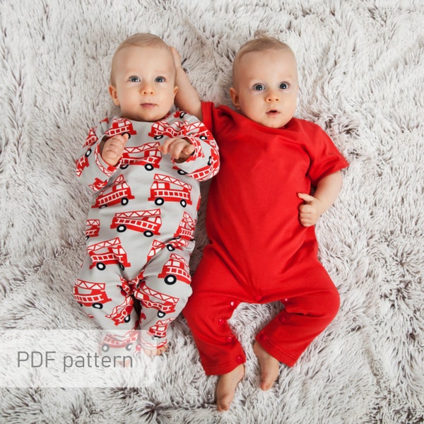 Long and short sleeves baby romper sewing pattern PDF | Onesie pattern | Baby clothes pattern