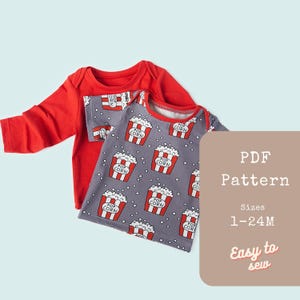 Easy Baby Tee Sewing Pattern PDF – Infant & Toddler T-Shirt (Newborn to 24M) – Digital Download