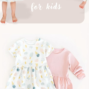 Easy Girl Dress Sewing Pattern for Kids Ruffle Top Pattern Toddler Knit Fabric Casual Clothing Idea Little Girls Dresses Photo Tutorial image 17