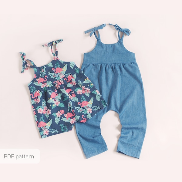 Baby romper sewing pattern PDF, jumpsuit sewing pattern, kids overalls pattern