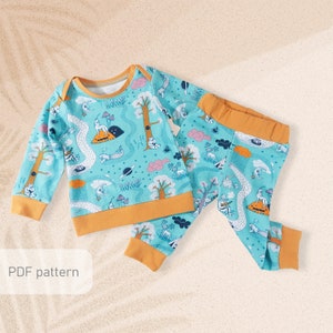 Baby pajamas sewing pattern PDF | Baby clothes pattern | Baby shower gift