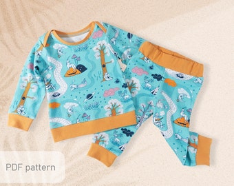 Baby pajamas sewing pattern PDF | Baby clothes pattern | Baby shower gift