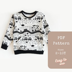 Kids Sweatshirt Sewing Pattern PDF Instant Download | PDF Sewing Patterns Toddler |  Kids Sewing Patterns for Beginners | Sweatshirt Pattern