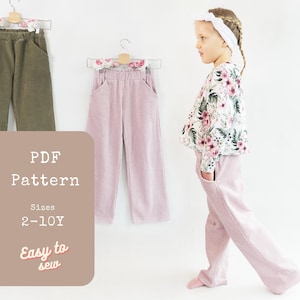 Weites Bein Hosen Schnittmuster | Mädchen Hose Schnittmuster | Palazzo Hose Schnittmuster für Mädchen Unterteil | Kinderhose Schnittmuster Anfänger