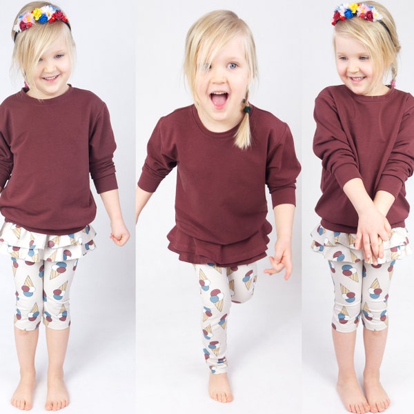 Rüschen Leggings Schnittmuster, Kinder, Kleinkinder und Baby Leggings Schnittmuster PDF