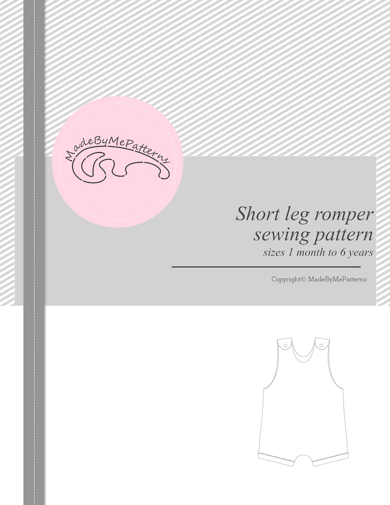 Short leg romper Sewing Pattern PDF, baby romper sewing pattern PDF, kids romper pattern PDF, sewing patterns pdf image 5