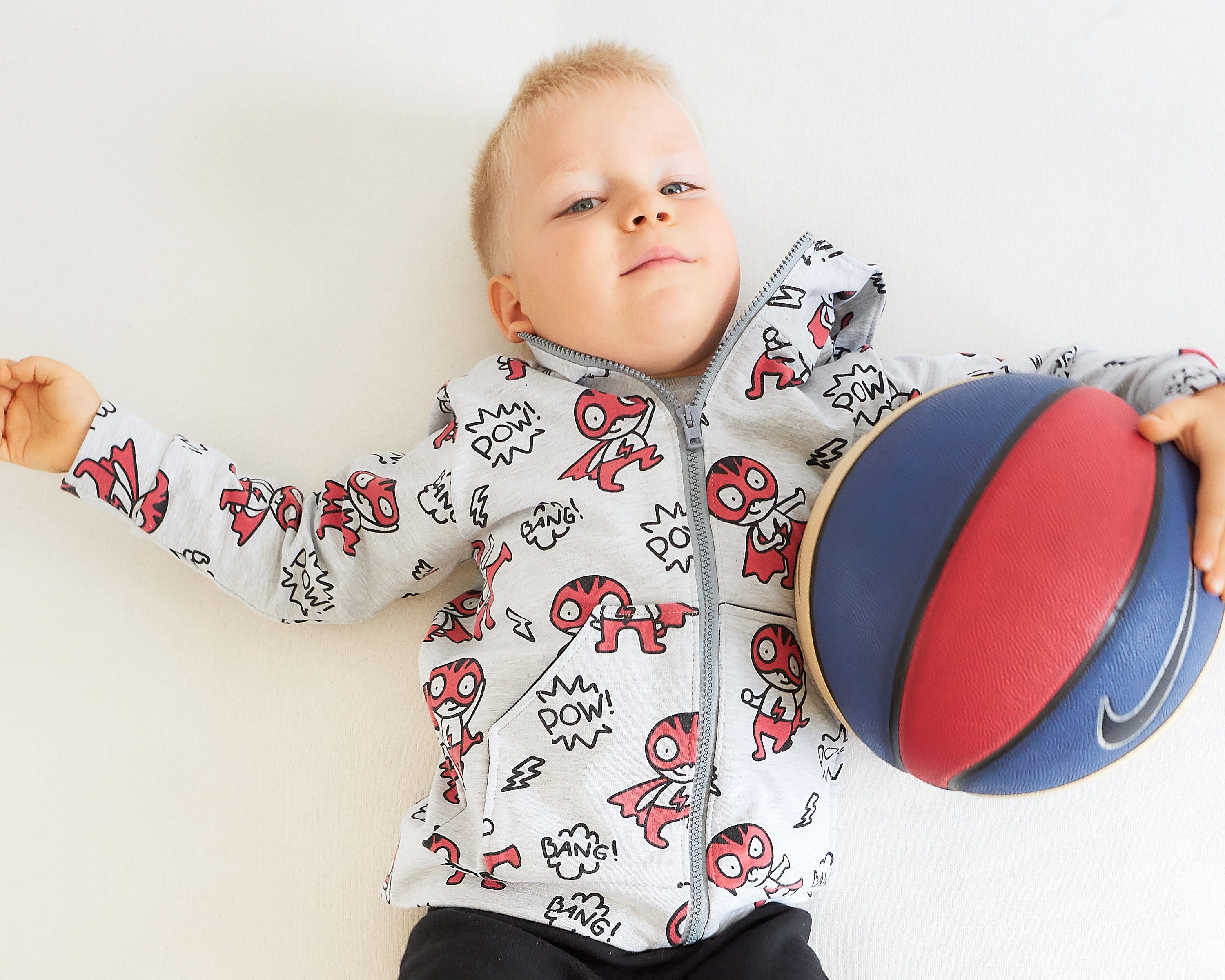 sudadera de felpa para sublimar de niño y niña con gorro y cangurera