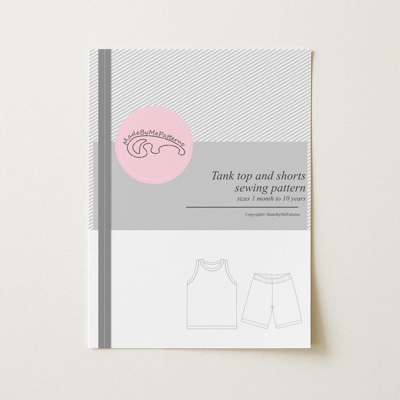 Handmade basketball style kids outfit tank top and shorts easy PDF sewing pattern for toddlers.