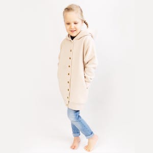 Long Hoodie PDF Sewing Pattern for Kids, Toddler & Baby (1M–10Y) – Beginner Friendly Jacket Style Hoodie – Girls Loungewear Clothes Pattern