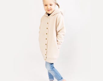Long Hoodie PDF Sewing Pattern for Kids, Toddler & Baby (1M–10Y) – Beginner Friendly Jacket Style Hoodie – Girls Loungewear Clothes Pattern