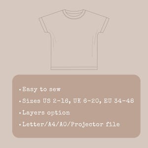 Patron de couture pour débutant très facile Patron de t-shirt femme Idée de tenue d'été Patron de chemisier PDF en téléchargement numérique Tutoriel Apprendre à coudre image 2
