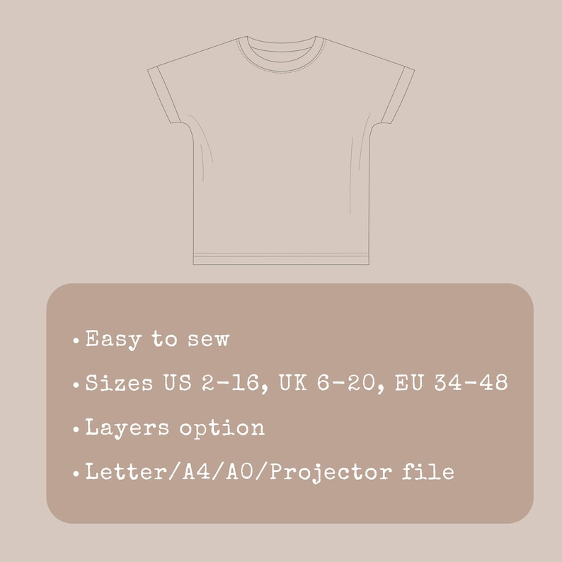 Patron de couture pour débutant très facile Patron de t-shirt femme Idée de tenue d'été Patron de chemisier PDF en téléchargement numérique Tutoriel Apprendre à coudre image 2