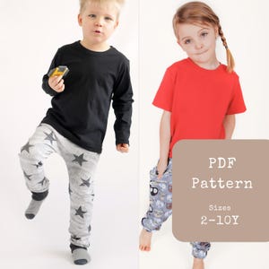 PDF Sewing Pattern for Kids T-Shirt – Toddler & Child Top (Sizes 2–10 Y – Short and Long Sleeve Knit Shirt – Beginner-Friendly DIY Project