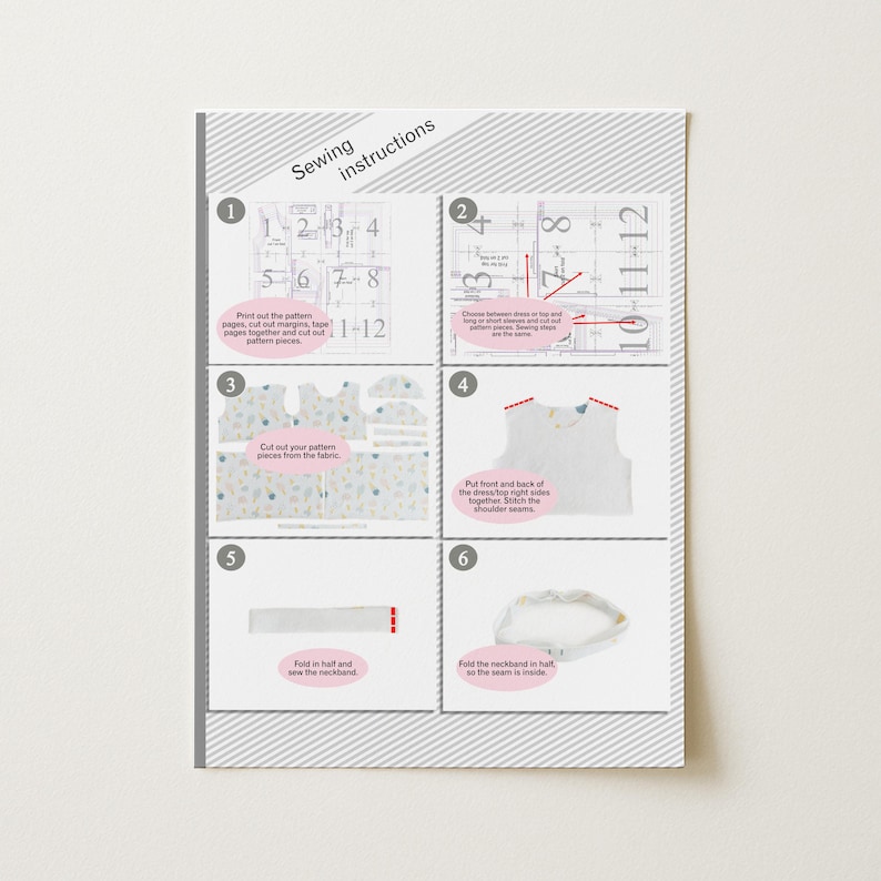 Easy Girl Dress Sewing Pattern for Kids Ruffle Top Pattern Toddler Knit Fabric Casual Clothing Idea Little Girls Dresses Photo Tutorial image 12