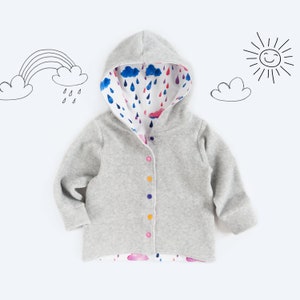 Hooded cardigan Sewing Pattern PDF, fleece jacket, baby sewing pattern pdf, kid sewing pattern