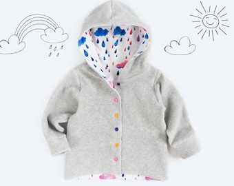 Hooded cardigan Sewing Pattern PDF, fleece jacket, baby sewing pattern pdf, kid sewing pattern