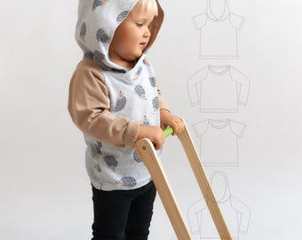 Kids T-shirt Patterns for Beginners Raglan Long and Short Sleeve Shirt Toddlers Hoodie PDF Sewing Pattern Baby Clothes Ideas for Boys
