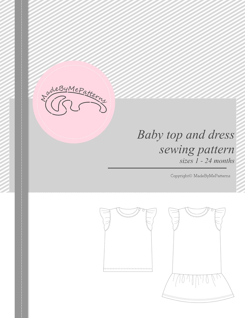 Pattern layout with top and dress versions preview