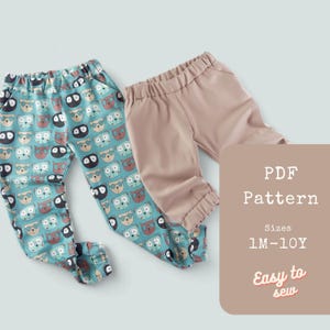 Relaxed Fit Pants for Kids – PDF Sewing Pattern – Joggers and Capri Pants for Woven or Knit – Baby, Toddler & Child – Unisex DIY Beginner
