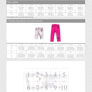 Patrón de costura en PDF para leggings para bebés, niños pequeños y niños – Paquete de patrones de pantalones con cintura elástica para niñas – Tallas de 1 mes a 10 años. Ropa deportiva. imagen 7