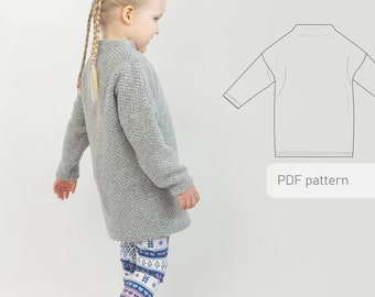 High neck tunic sewing pattern PDF, sweatshirt sewing pattern PDF, easy sewing pattern