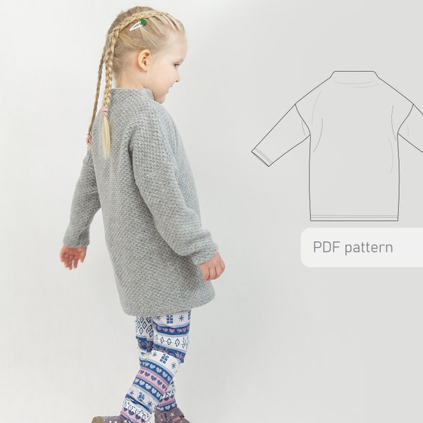 High neck tunic sewing pattern PDF, sweatshirt sewing pattern PDF, easy sewing pattern