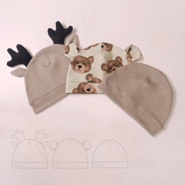 Joli modèle de chapeau pour bébé | Patron de couture nouveau-né | Cadeau de Noël | Ebook - téléchargement numérique