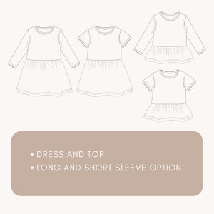 Girls Dress Sewing Pattern PDF Short Long Sleeve Peplum Top Pattern Bundle Kids Clothes DIY Project for Beginners Toddler Girl Gift to Sew image 2