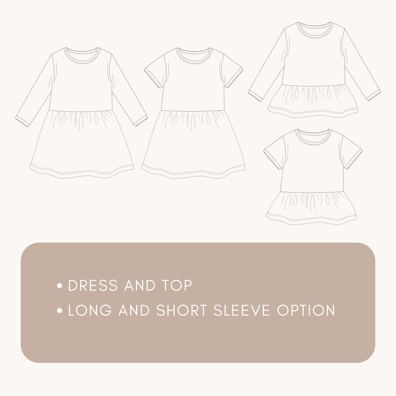 Girls Dress Sewing Pattern PDF Short Long Sleeve Peplum Top Pattern Bundle Kids Clothes DIY Project for Beginners Toddler Girl Gift to Sew image 2