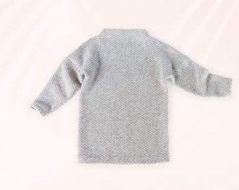 Patrón de costura en PDF para túnica de cuello alto para niñas (2-10 años) – Jersey de manga larga – Patrón de punto para principiantes