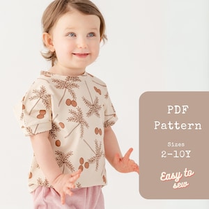 Motif de t-shirt facile pour enfants | Patron de couture de t-shirt pour enfants PDF | Patron de couture facile | Patron de couture de t-shirt pour fille | Patron de couture facile
