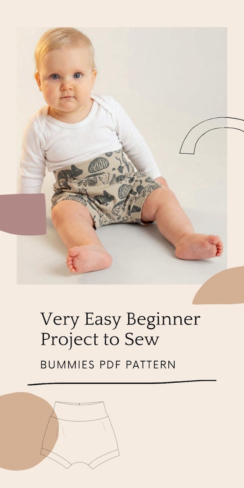 Baby Bummies Sewing Pattern for Beginners Toddler High Waisted Bloomers Kids Shorts Pattern Boys Very Easy Beginner Project to Sew image 16