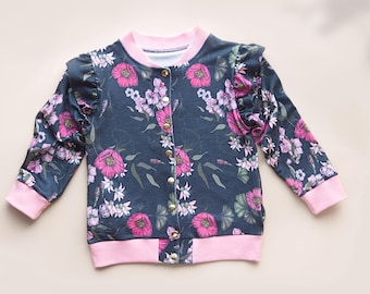 Girls Bomber Jacket PDF Sewing Pattern – Frill Sleeves Babies and Kids Beginner Printable Project