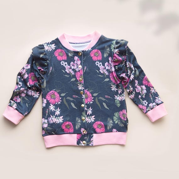 Girls Bomber Jacket PDF Sewing Pattern – Frill Sleeves Babies and Kids Beginner Printable Project
