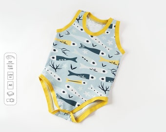 Baby sleeveless bodysuit pattern pdf, baby pattern