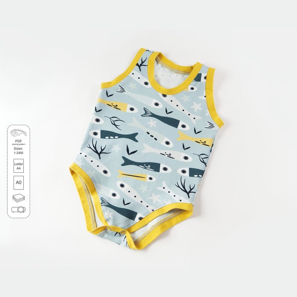 Baby sleeveless bodysuit pattern pdf, baby pattern