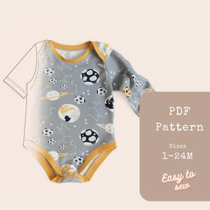Baby Bodysuit Sewing Pattern PDF – Long & Short Sleeve – Easy Baby Romper Pattern for Beginners – Instant Digital Download